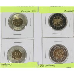 LOT OF 4 CANADIAN $2 DOLLAR COINS