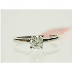 #1-14K WHITE GOLD DIAMOND SOLITAIRE RING SIZE 6