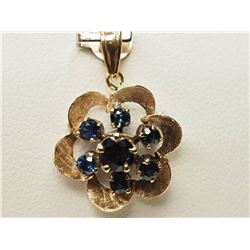 #2-14K YELLOW GOLD SAPPHIRE FLORAL PENDANT