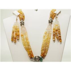 #4-STERLING SILVER OPAL & ROSE QUARTZ EARRINGS &