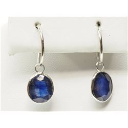 #5-14K WHITE GOLD SAPPHIRE HOOP EARRINGS