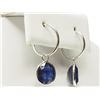 Image 2 : #5-14K WHITE GOLD SAPPHIRE HOOP EARRINGS