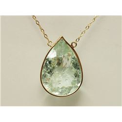 #9-14K YELLOW GOLD GREEN AMETHYST PENDANT