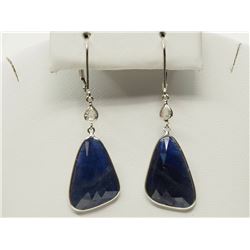 #11-14K WHITE GOLD SAPPHIRE & DIAMOND EARRINGS