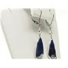 Image 3 : #11-14K WHITE GOLD SAPPHIRE & DIAMOND EARRINGS