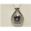 Image 1 : #13-14K WHITE GOLD GREEN SAPPHIRE & DIAMOND