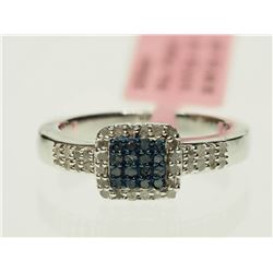 #14-STERLING SILVER BLUE DIAMOND & WHITE DIAMOND