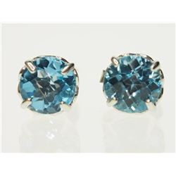 #17-14K WHITE GOLD BLUE TOPAZ EARRINGS