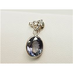 #26-14K WHITE GOLD TANZANITE & DIAMOND PENDANT