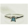 Image 1 : #27-14K WHITE GOLD PRINCESS CUT BLUE DIAMOND AND