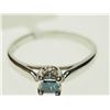 Image 2 : #27-14K WHITE GOLD PRINCESS CUT BLUE DIAMOND AND