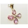 Image 2 : #28-14K YELLOW GOLD PINK SAPPHIRE & DIAMOND FLORAL