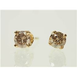 #29-14K YELLOW GOLD COGNAC DIAMOND EARRINGS