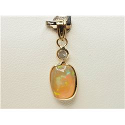 #31-14K YELLOW GOLD OPAL & DIAMOND PENDANT