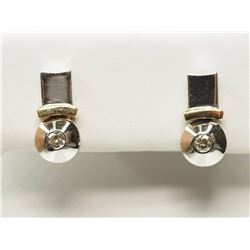 #32-14K WHITE & YELLOW GOLD DIAMOND EARRINGS