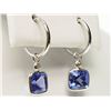Image 3 : #35-14K WHITE GOLD TANZANITE & DIAMOND HOOP