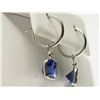 Image 7 : #35-14K WHITE GOLD TANZANITE & DIAMOND HOOP