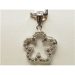 #36-14K WHITE GOLD DIAMOND FLORAL PENDANT.