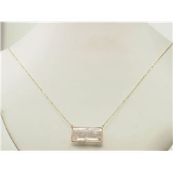 #37-14K YELLOW GOLD LARGE KUNZITE NECKLACE