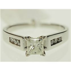 #38-14K WHITE GOLD PRINCESS CUT DIAMOND & 6