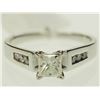Image 1 : #38-14K WHITE GOLD PRINCESS CUT DIAMOND & 6
