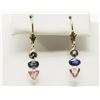 Image 2 : #39-14K YELLOW GOLD FANCY COLOUR SAPPHIRE EARRINGS