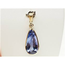 #42-14K YELLOW GOLD TANZANITE & DIAMOND PENDANT
