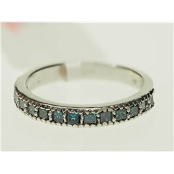 #44-14K WHITE GOLD BLUE DIAMOND RING SIZE 5.5