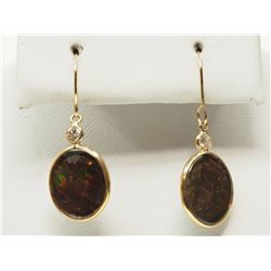 #45-14K YELLOW GOLD NATURAL AMMOLITE & DIAMOND