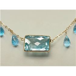 #48-10K YELLOW GOLD BLUE TOPAZ NECKLACE