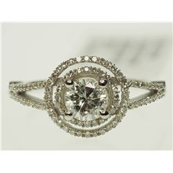 #50-14K WHITE GOLD DIAMOND RING W/ 98 SINGLE CUT