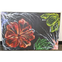 LARGE FLOWER WALL HANGING CANVAS PICTURE