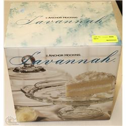 ANCHOR HOCKING SAVANNAH PEDESTAL CAKE PLATE