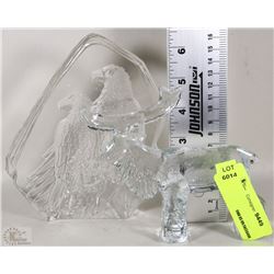 MOOSE GLASS ORNAMENT WITH GLASS CARVING EAGLE