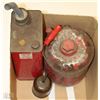 Image 1 : TWO VINTAGE GAS CANS AND METAL OIL CAN