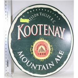 LARGE KOOTENAY MOUNTAIN ALE TIN SIGN