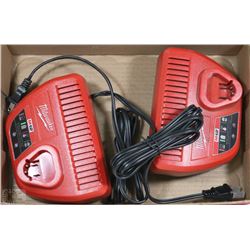 2 MILWAUKEE M12 BATTERY CHARGERS