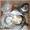 Image 1 : BOX OF COOKWARE INCLUDING KETTLE AND MORE!