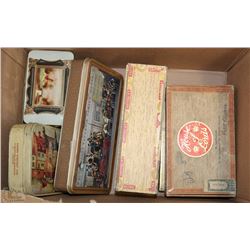 BOX OF ESTATE METAL TINS, CIGAR BOXES, AND MORE!