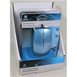 CASE OF 2 ONN SLIM OPTICAL WIRED MICE