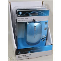 CASE OF 2 ONN SLIM OPTICAL WIRED MICE