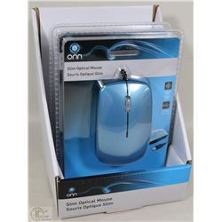 CASE OF 2 ONN SLIM OPTICAL WIRED MICE