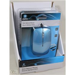 CASE OF 2 ONN SLIM OPTICAL WIRED MICE
