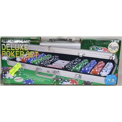 NEW DELUXE POKER SET IN CASE WITH 500 CHIPS