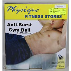 NEW ANTI BURST GYM BALL AND FOOT PUMP