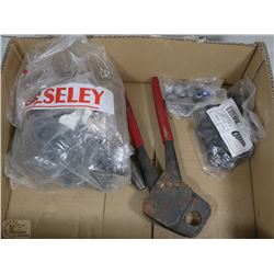 FLAT W/LARGE PEX CRIMPER, BAG OF RINGS,