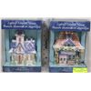 Image 1 : SET OF 2 LIGHTED CERAMIC HOUSES WITH 24 KT GOLD