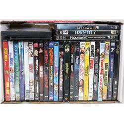 BOX W/30 DVD MOVIES (SOME NEW)