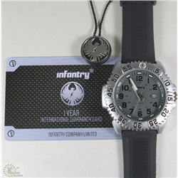 NEW INFANTRY MENS12/24HR WRIST WATCH SPORTS SILVER