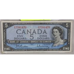 1954 CANADIAN $5.00 DOLLAR BANK NOTE